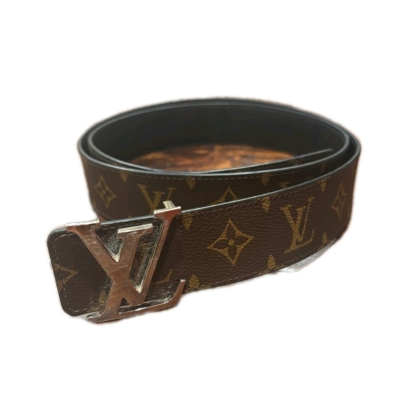 Louis Vuitton Monogram Belt 120/48 Size Sancheur LV (Unisex) Brown Leather (GUD) - Picture 1 of 6